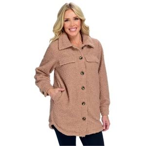 Coffee Shop New York Teddy Sherpa Button Front Shirt Jacket